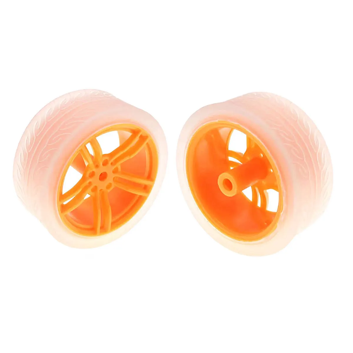Orange TT Motor Wheel 65*27mm Transparent Rubber Tires Wheel Road Racing Car Tyre Wheel For DIY Smart Car Accessories