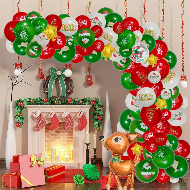 Wholesale Manufacturer Christmas Balloon DIY Magic Originality Balloons 100PCS Christmas Balloons Tree Elk Santa Claus Latex