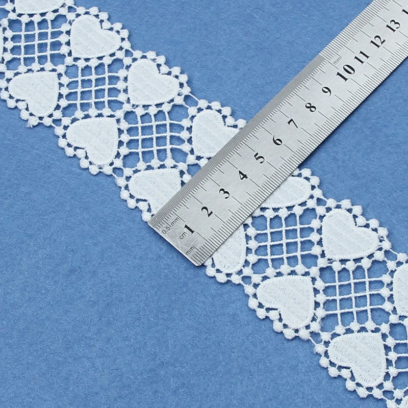 Factory wholesale water soluble polyester fiber material lace fabric trimming white embroidery lace ribbon trim for curtains