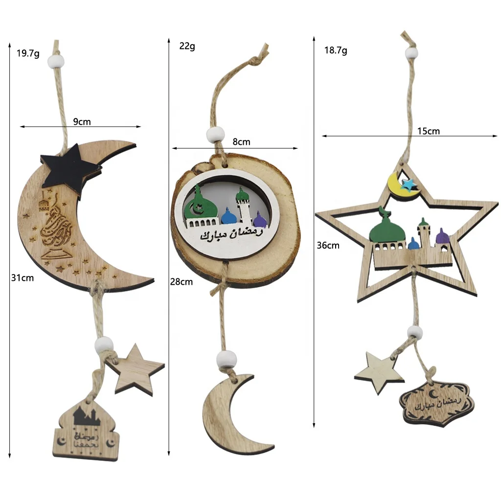 15pcs/set small text cut letter eid mubarak wooden block