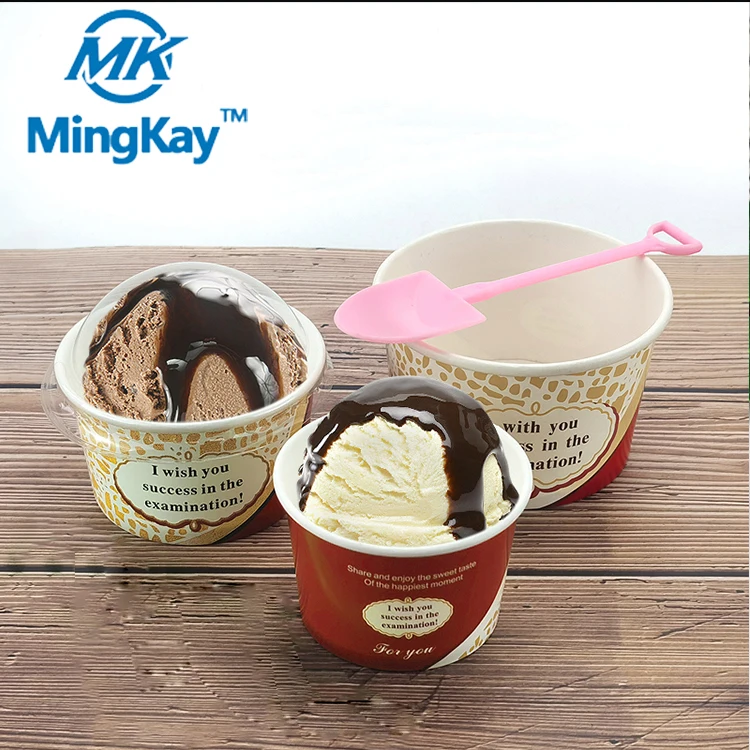 Ice Cream Paper Cups for Roll Print with Lid Disposable Disposable Eco Friendly Stocked Biodegradable,disposable Craft Paper