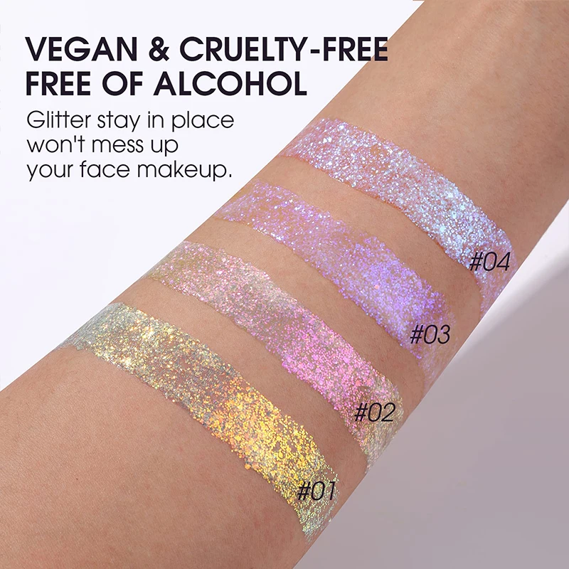 Private Label Festival Holographic Sparkle Fine Temporary Tinsel Glitter Color Gel 1kg PET Ingredients for Face Body Makeup OEM