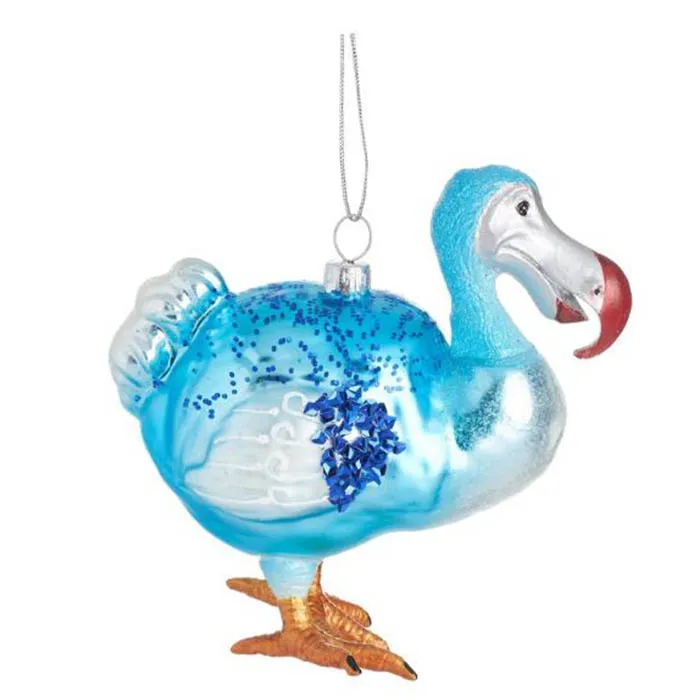 Blue Dodo Shaped Bauble Glass Christmas Decoration Hanging For Xmas Tree Rare Bird Animals Ornament