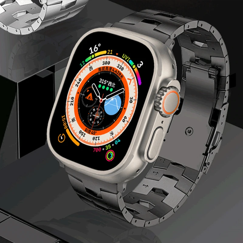 Ремешок титановый для apple watch ultra сменный металлический браслет iWatch Series 8 49 мм
