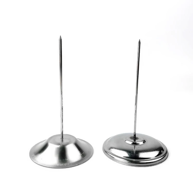 Restaurant Hotel Accessories Round Base Paper Memo Holder Bill Spike Stainless Steel Check Receipt Holder With Plastic Head