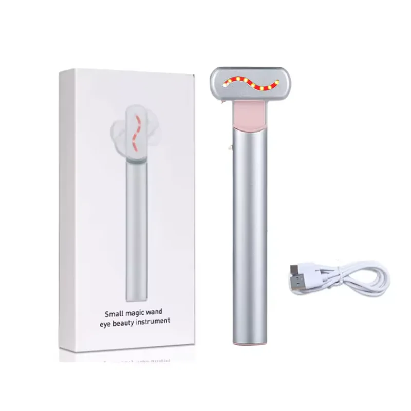 Home Use EMS RF Portable Vibration Blue Red LED EMS Light Therapy Wand 4 in 1 Facial Wand Red Light Therapy