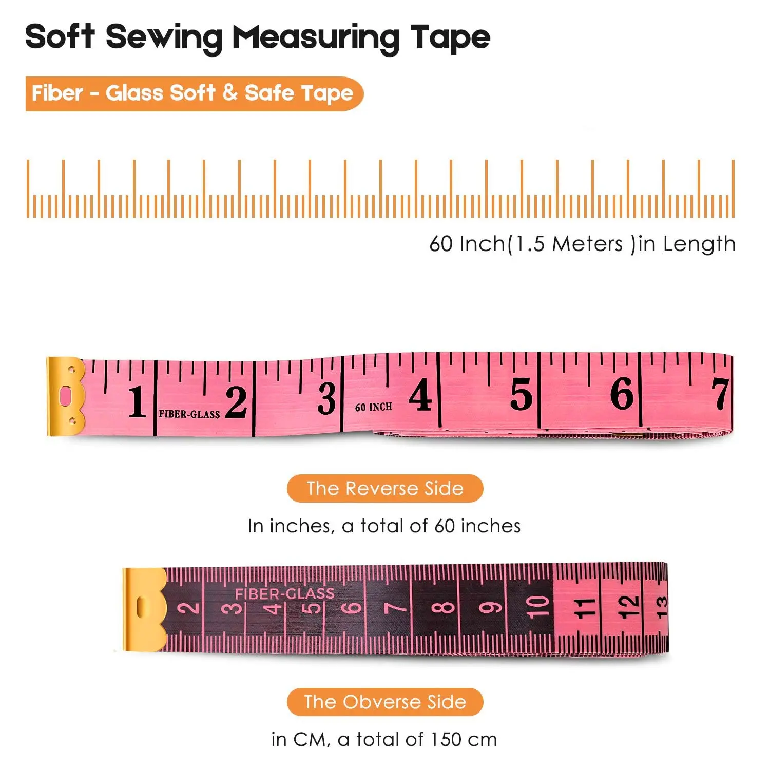 Pocket Sewing Tape Measure1.5M  Measuring Tape  Body Measurement Soft Tape 60Inch150Cm Whitering soft ruler