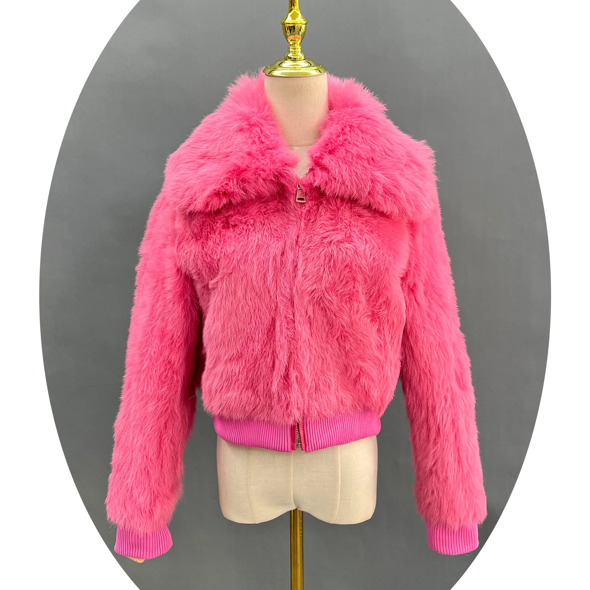 Janefur high quality fashion made in china winter real leather shearling jacket pink short leather sheepskin coat for women