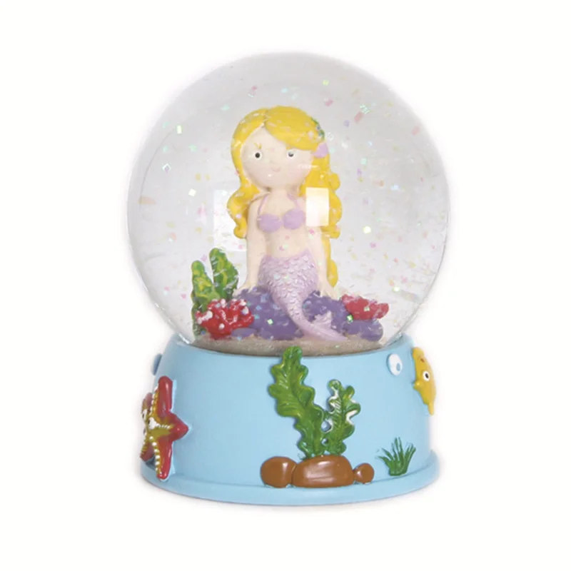 
Manufacturer Customized Resin Cartoon Mermaid Glass Water Globe Creative Ocean Museum 65mm Snow Globe Souvenir 