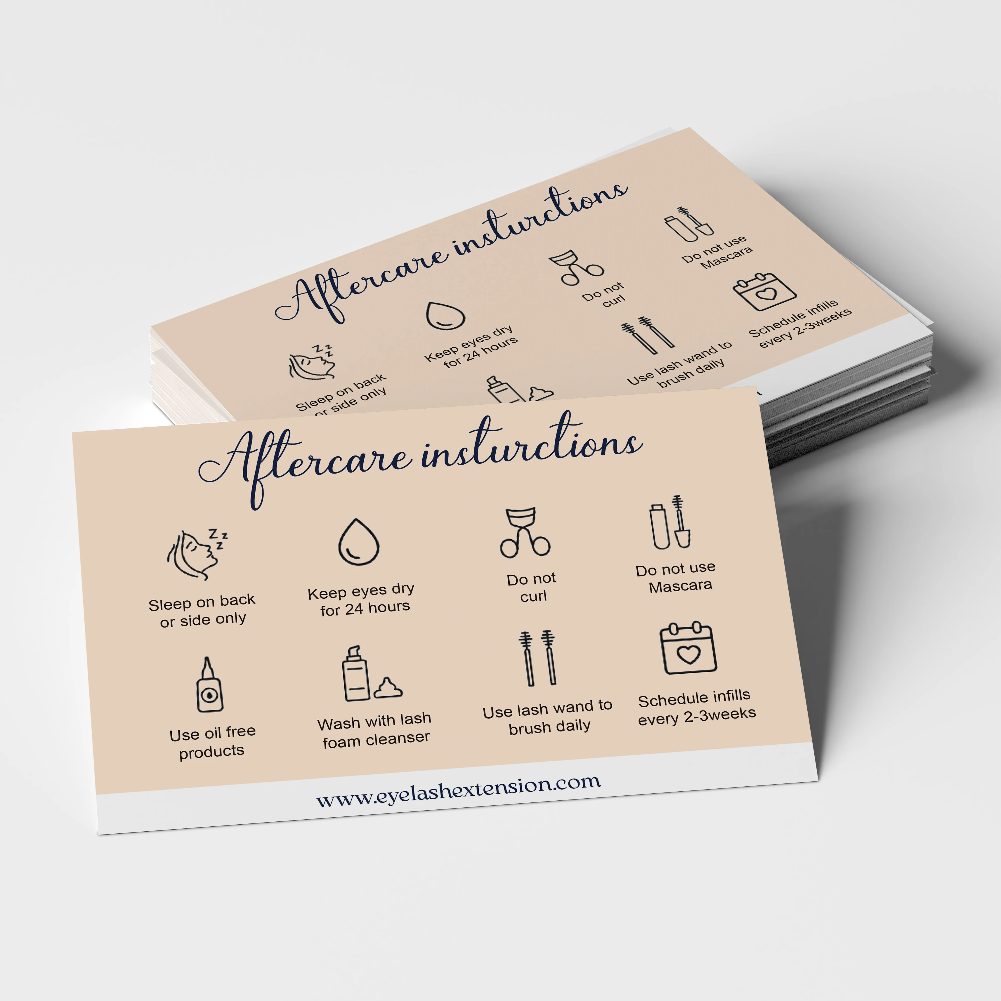 Free Sample Double Side Printing Eyelash Care Instruction Business Card Aftercare Cards For Lash Extension