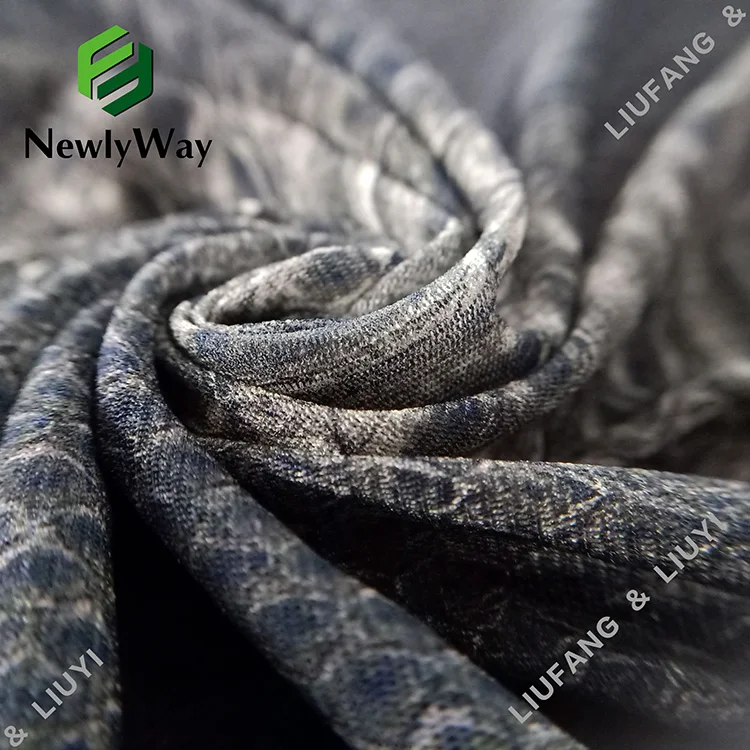  Unique snakeskin design printed lace nylon stretch tricot knit fabric online wholesale