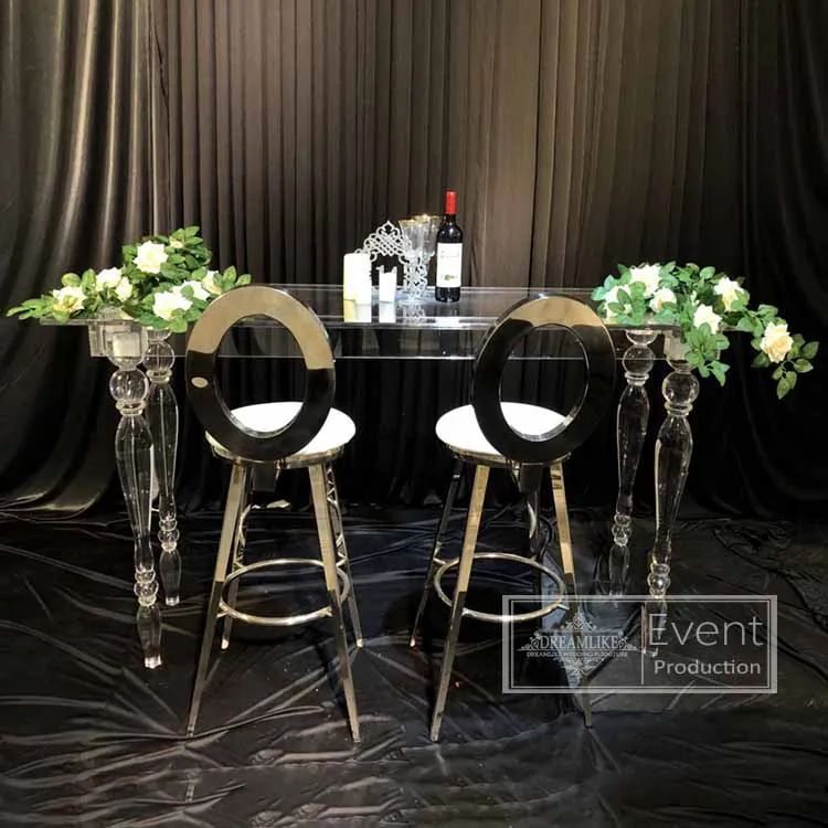 modern clear transparent high quality acrylic rectangle bar table for wedding banquet
