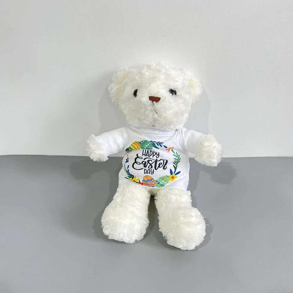 wholesale Sublimation 30cm Teddy Bear Stuffed Animal with white blank T Shirt for plush toy for For DIY printing