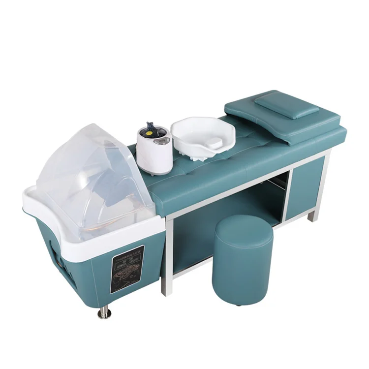 Kisen vintage hair salon furniture and eye brown black white pink red electric massage shampoo sink and chair set with recliner