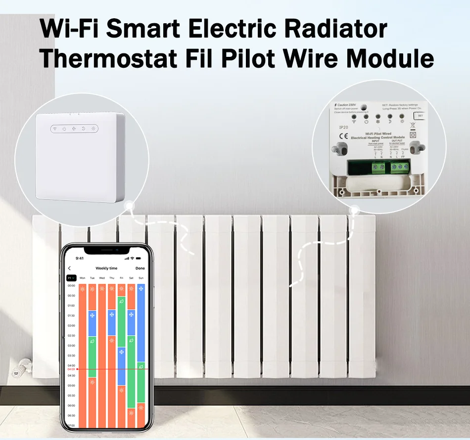 Electric Radiator Wifi Thermostat Heating Controller Pilot Wire pilot module
