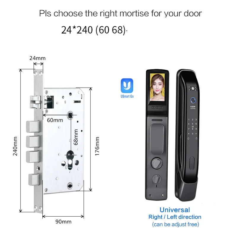 TUYA smart lock with camera phone app fingerprint lock touch screen handle alarm code Deadbolt door lock
