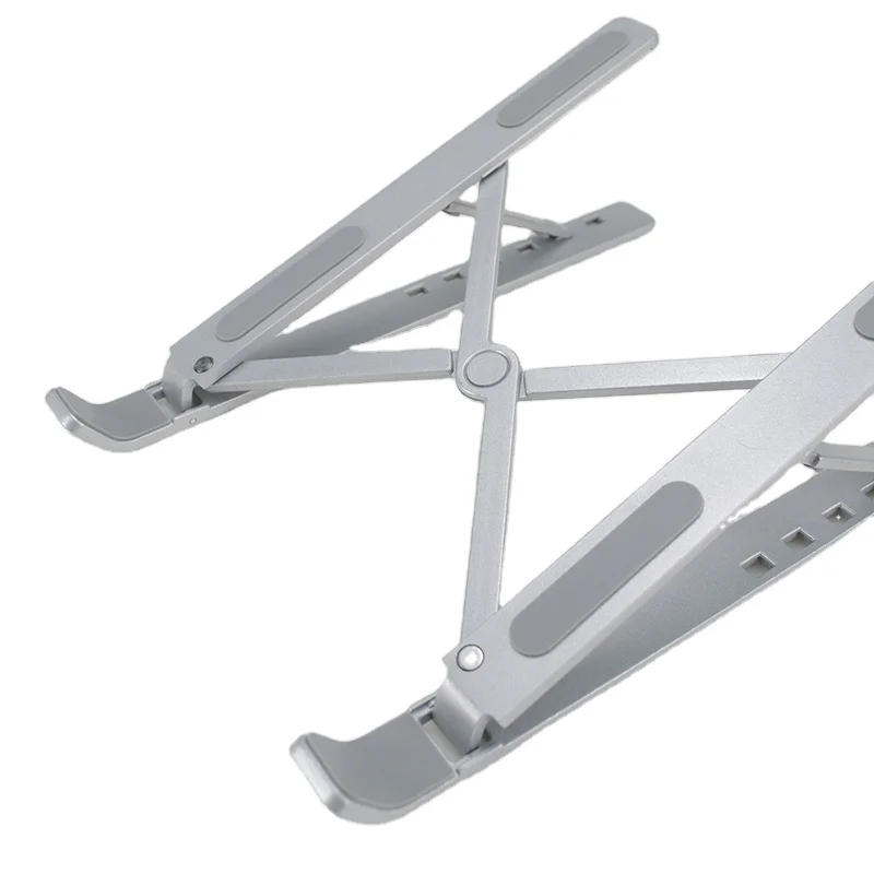 Wholesale short delivery time custom deformable ergonomic foldable aluminum silver lightweight adjustable angle laptop stand