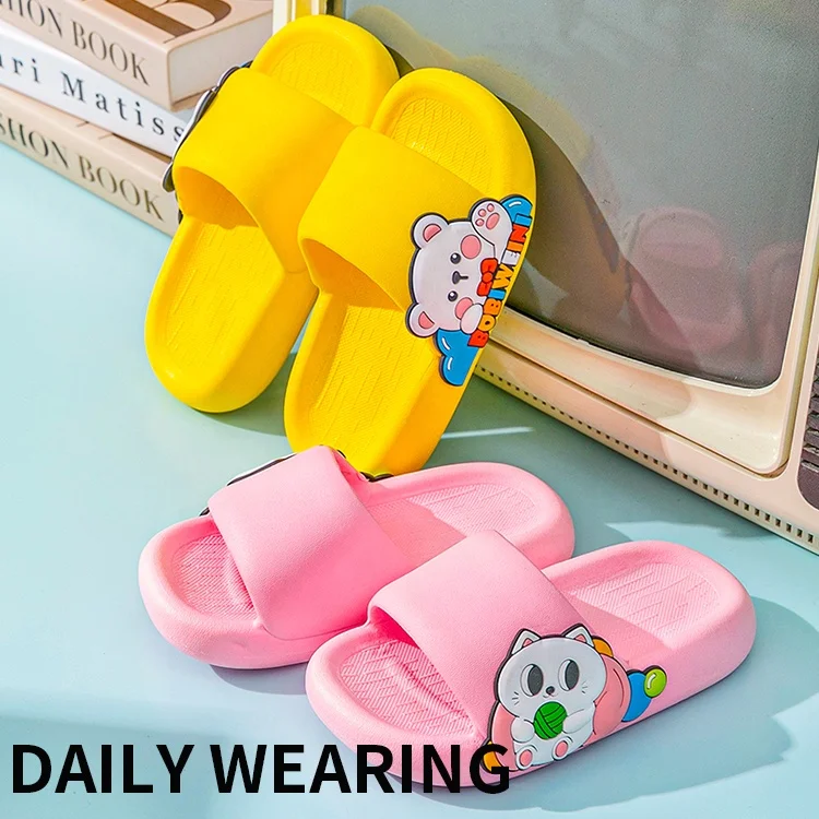 New Fashion PVC High Quality Toddler Slippers Cartoon Cat Pattern Indoor Home Shoes For Children Boys Girls