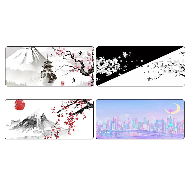 Ink Painting Large Mouse Pad Office Game Computer Keyboard Desk Pad Silica Gel Heat Transfer Fabric Surface Rubber Mouse Pad