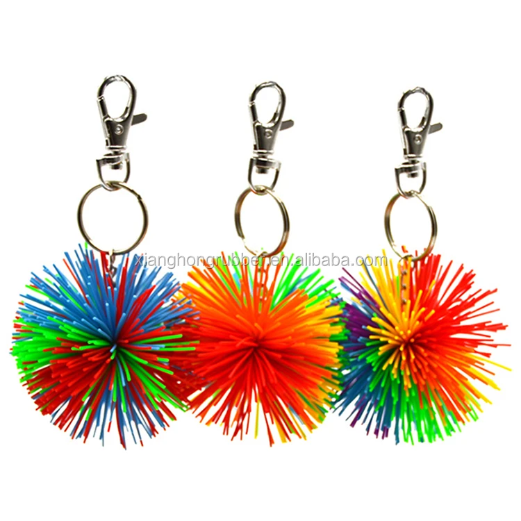 Цветной силиконовый брелок с помпоном, брелок Koosh для сумок, аксессуары