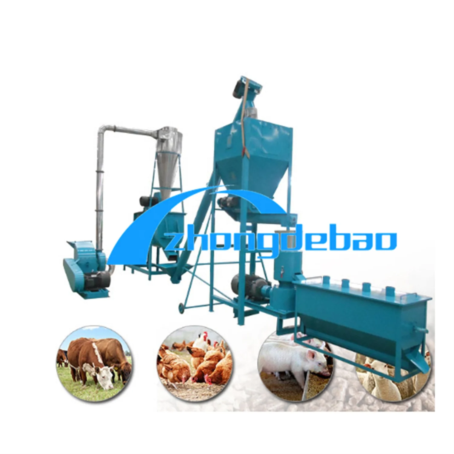 2024 poultry feed chicken pig pellet making machine/Animal Feed Pellet Production Line