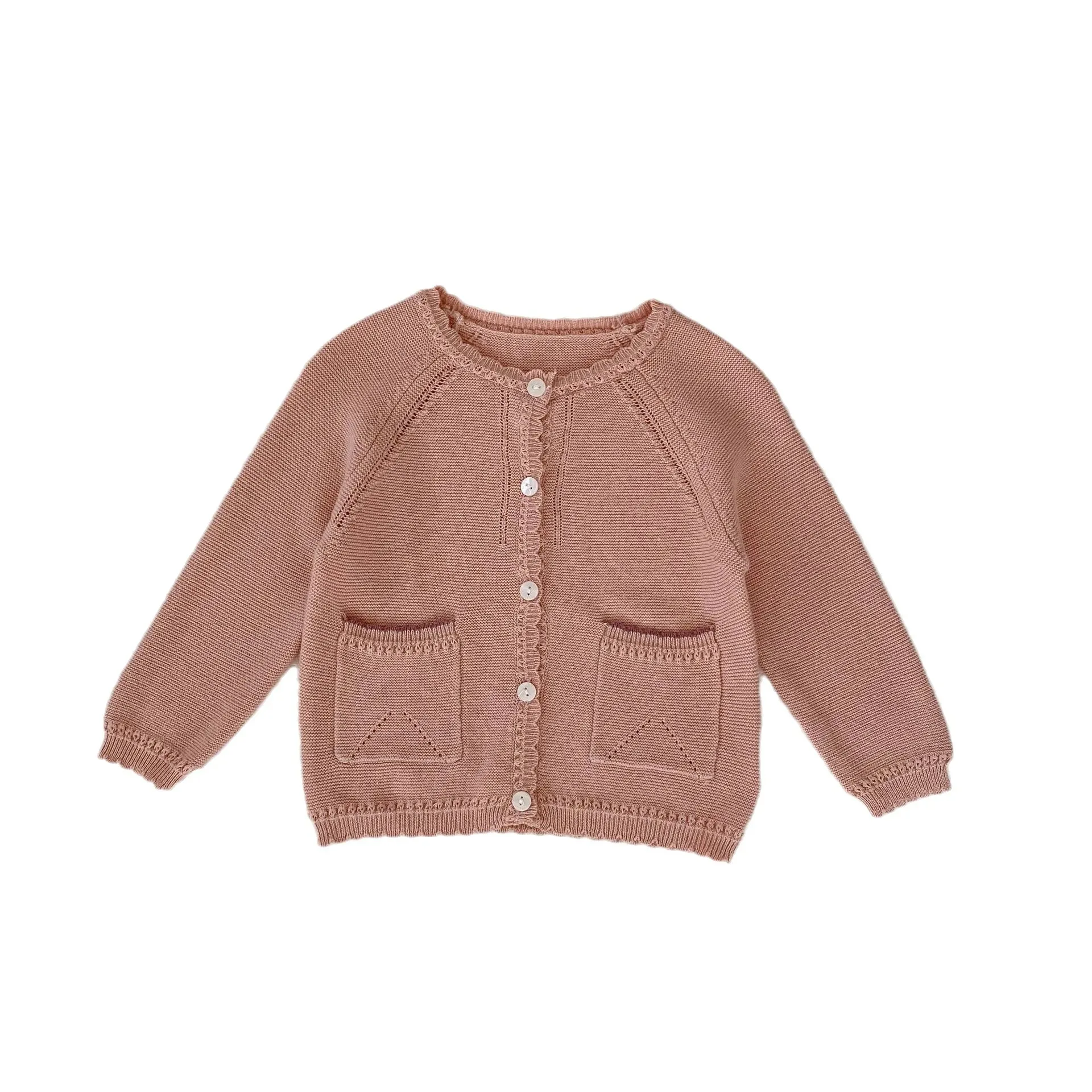 Hot selling Newborn Baby Coat Infant Knitted Cardigan Long Sleeve Clothing Newborn Pocket Coat Autumn Baby Knitwear