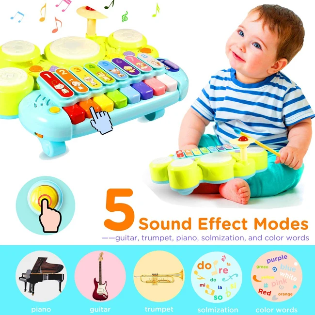 Battery operated xylophone table musical toys kids play piano keyboard multi function baby drum toy for boys and