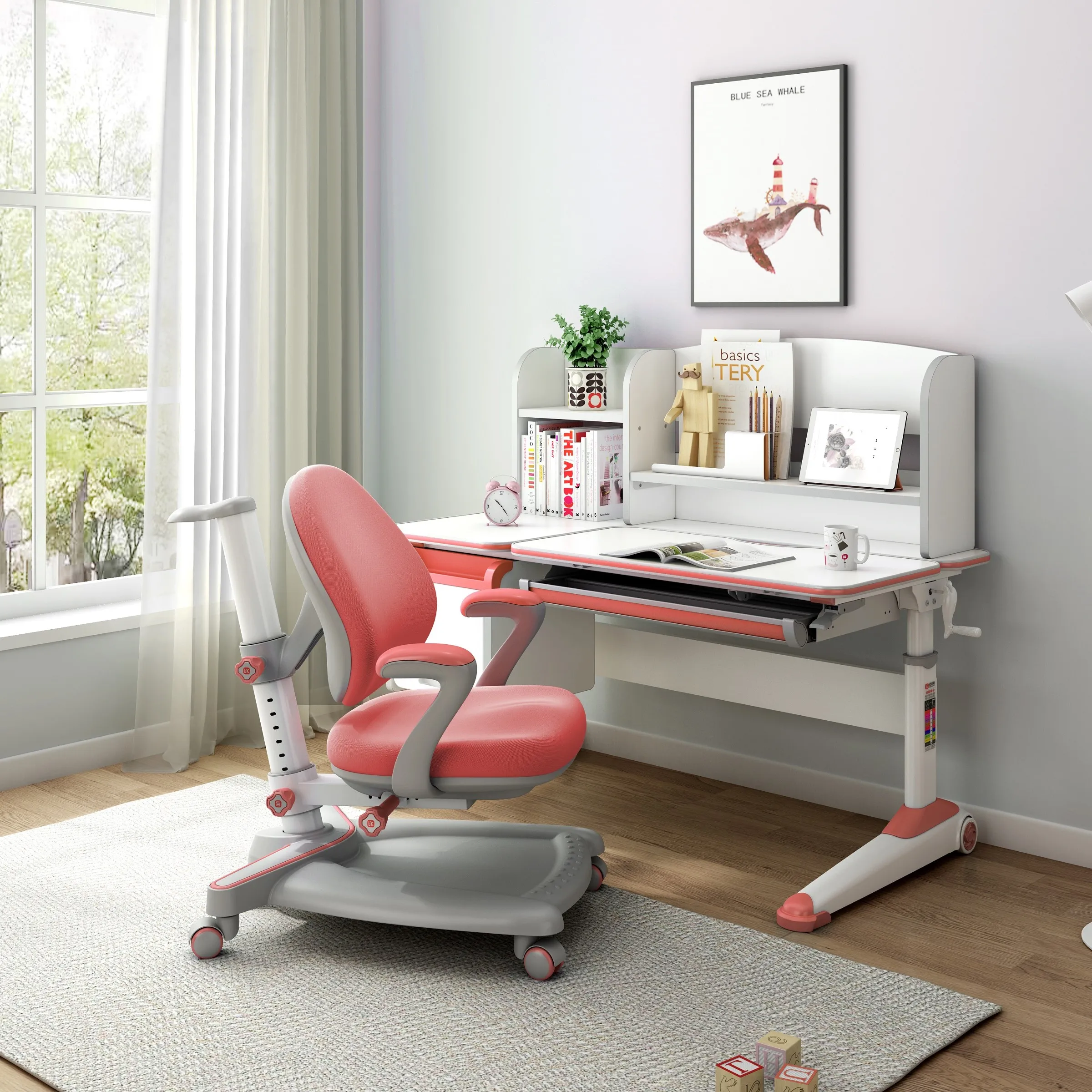 
Hot Sale Children Learning desk Modern Ergonomic Height Adjustable Study Table And Chair For Kids 