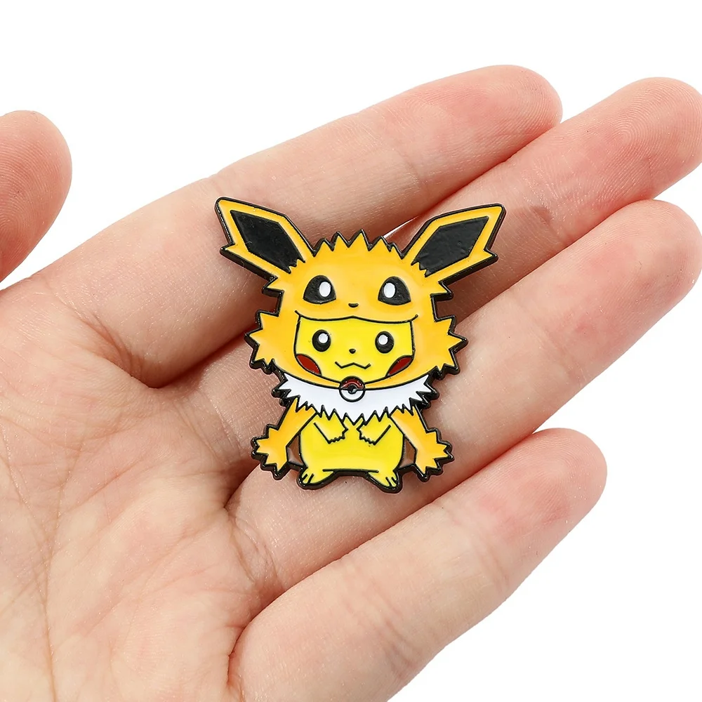 97 Designs Cute Anime Logo Badge Hat Brooch Cartoon Pokemoned Pikachu Eevee Gengar Metal Enamel Collar Brooch Pins