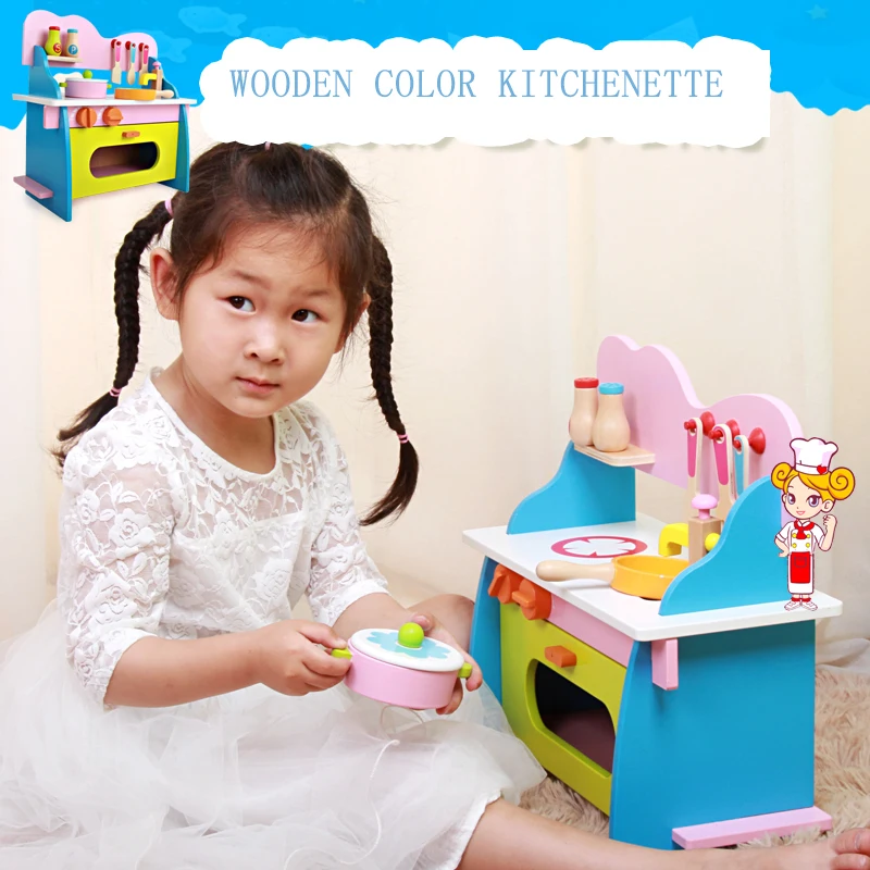 Toy kids pretend cooking toy with accessories wooden toddler toys kitchen play set