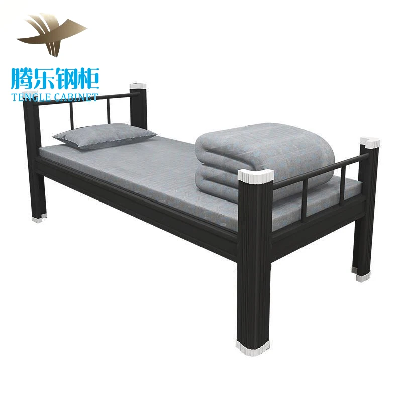Guangdong Factory folding bed dormitory staff kids steel single bunk beds frames wholesale school furniture metal single bed for