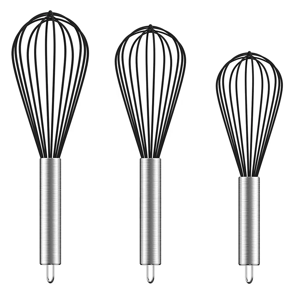 Kitchen Practical Sturdy Silicone Egg Whisk,Stainless steel egg beater cream mixer