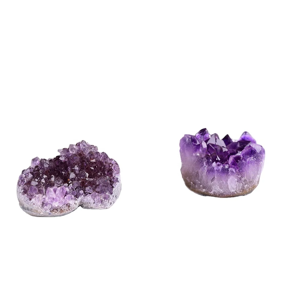 Wholesale raw Uruguay heart-shaped purple crystal crystal healin stone hole natural crystal cluster