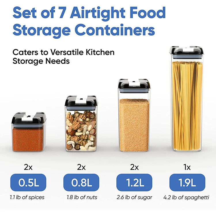 7 PCS Multifunctional Airtight Food Storage Container Set,BPA Free Clear Durable Plastic Food Storage Containers With Lids
