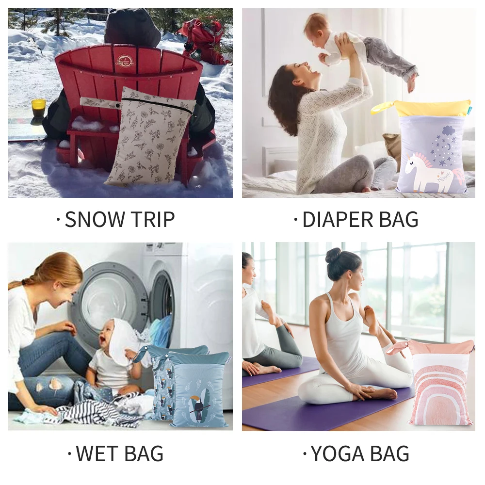 Happy Flute Custom Design Low Price Baby Wet Bags Cloth Diaper Washable Swimming Pool Wet Swimsuit Bag