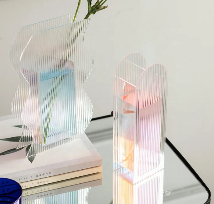 Modern Simple Nordic Colorful Acrylic Vase Minimalist Art Geometric Transparent clear Acrylic vase