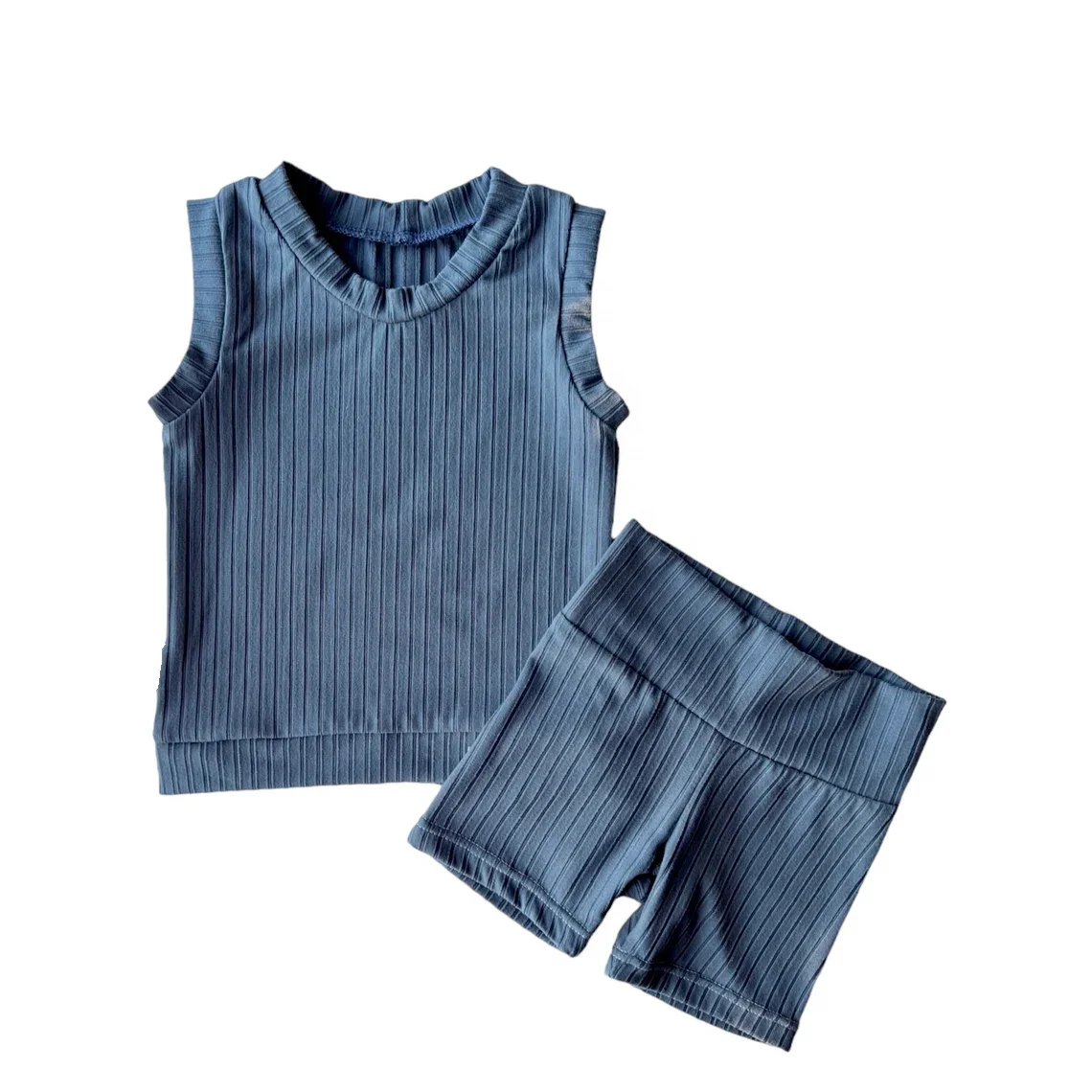 Custom neutral baby toddler lounger tank top and bike shorts bottom clothes set