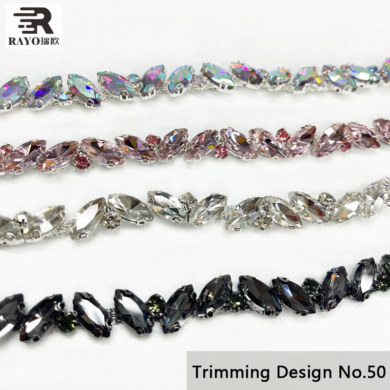 Rhinestone Cup Chain Trimming over 100 Designs 10 Yard Fringe for Garment Decoration Bags Necklace Earring Sew-On Technique