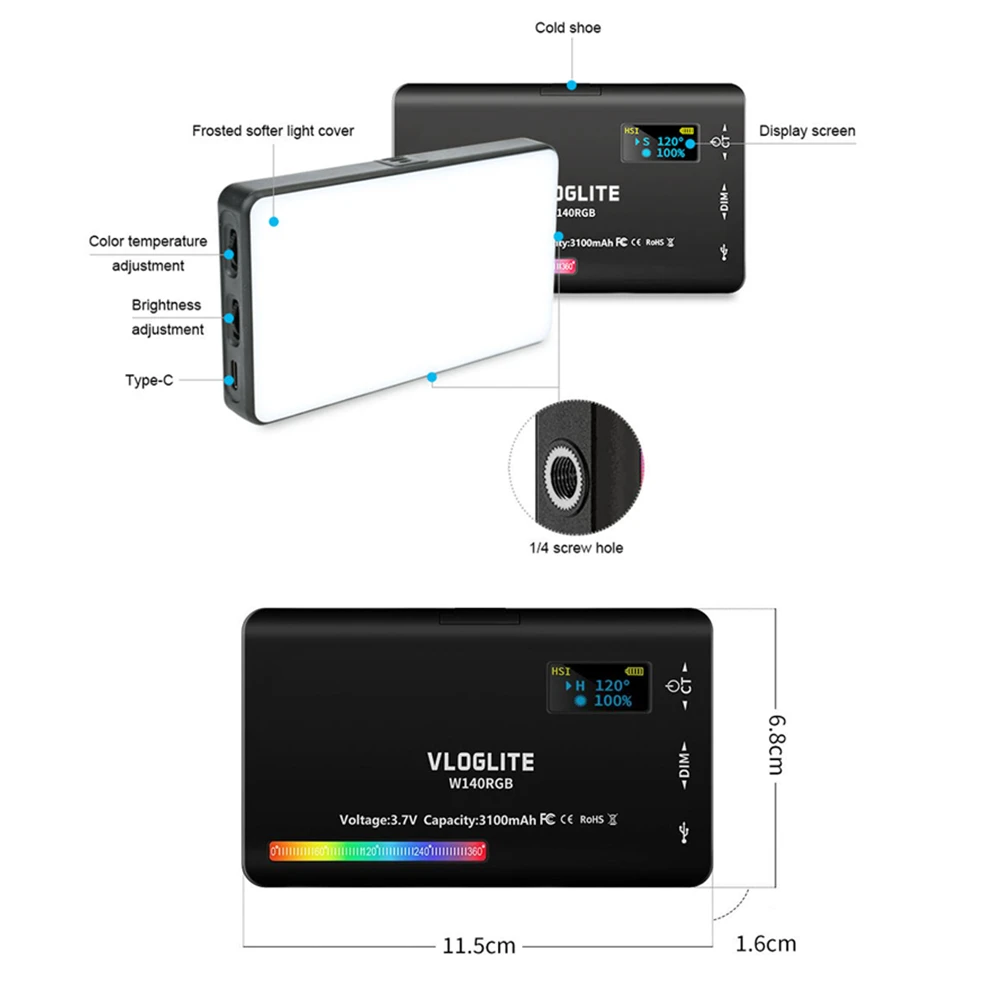 Mini RGB Camera Video Light 8W 3100mAh Rechargeable Battery LED Camera Accessories Light Kit for Photography Studio Shooting.jpg