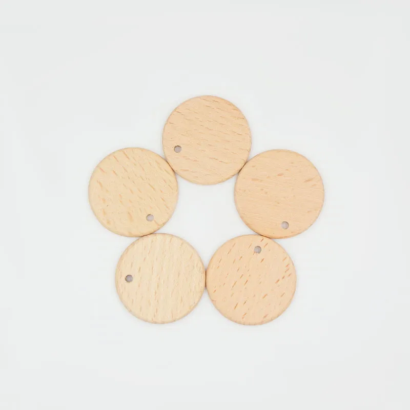 Unvarnished Beech Wood Blank Disc Chips with hole DIY Wood Craft 38mm well polished