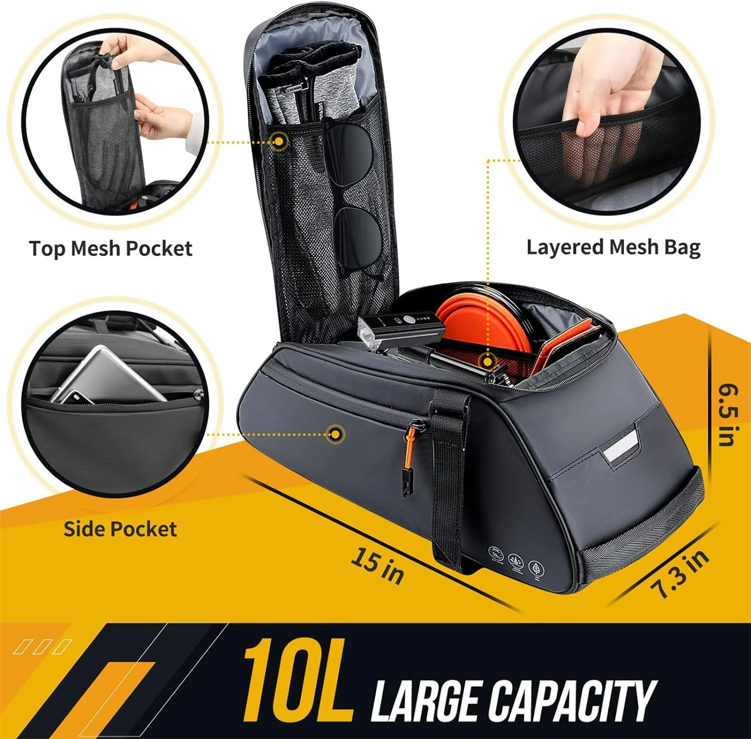 Manufacturer Waterproof High Reflective Oxford Bike Ebike Trunk Bag Backpack Mountain Road bicycle pannier rack rear bags