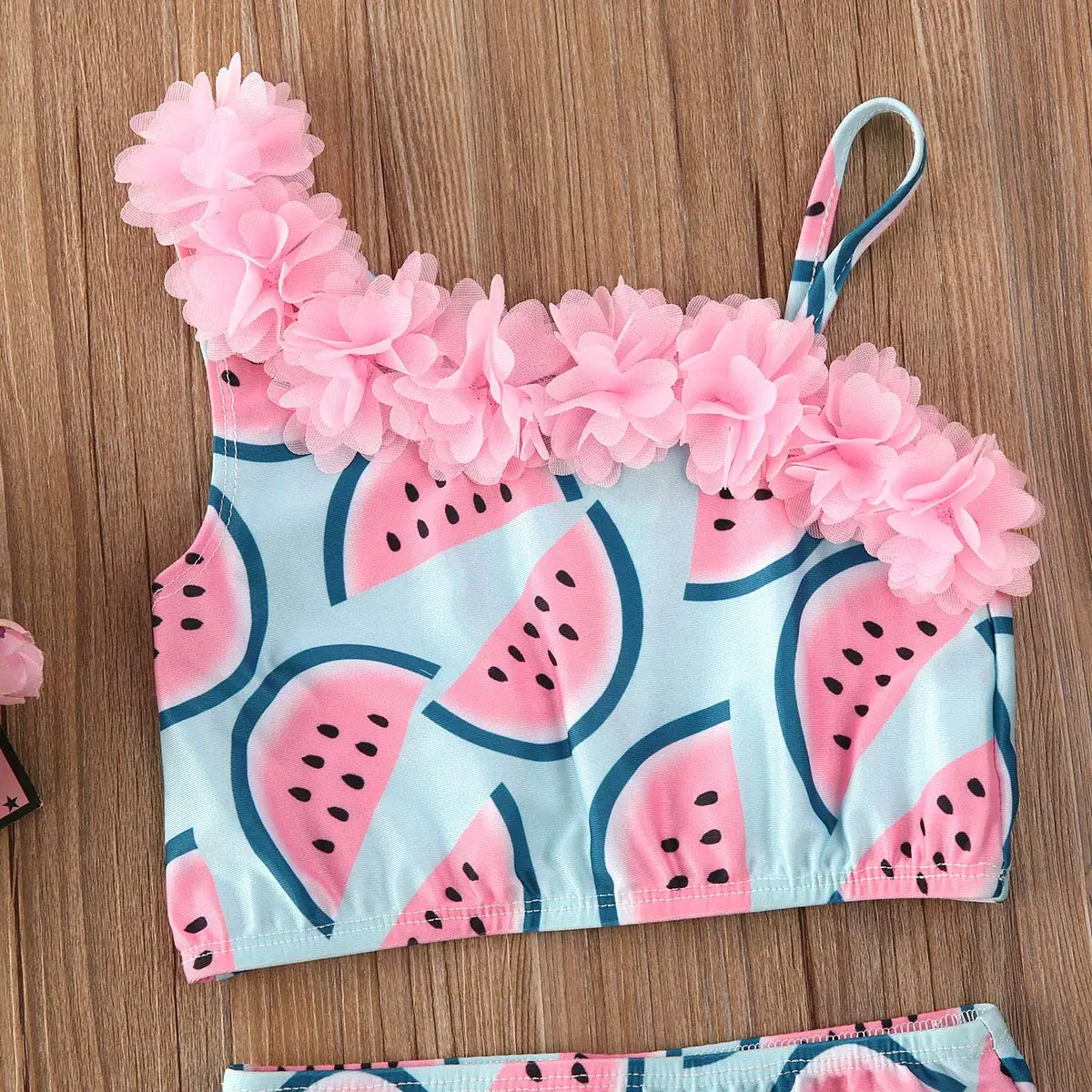 Customized Summer Vacation Kids 2 Piece Bathing Suits Fruit Print Swimwear For Children