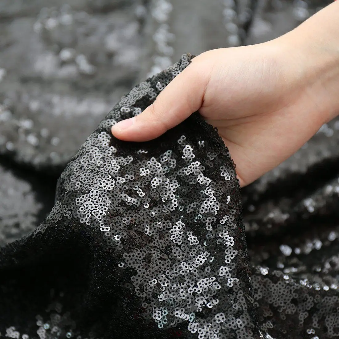 High Quality British Christmas Glitter Background Curtain Wedding Party 6ft X 8ft 3mm Black Sequin Backdrop