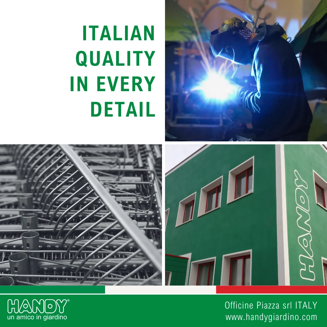 Superior Quality 10 Tine 4mm Italian Steel Landscape Rake for Farming Gardening & Agriculture Wood Handle Made in Italy