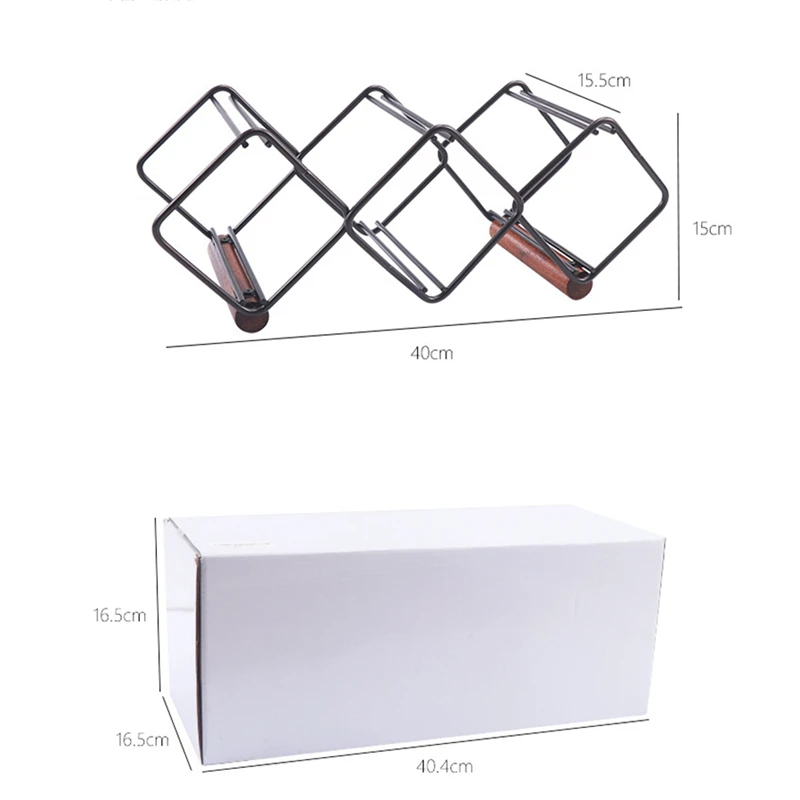 E113 Countertop Metal Wine Bottle Racks Display Holders Table Top Stand Shelves Stackable Iron Wire Storage