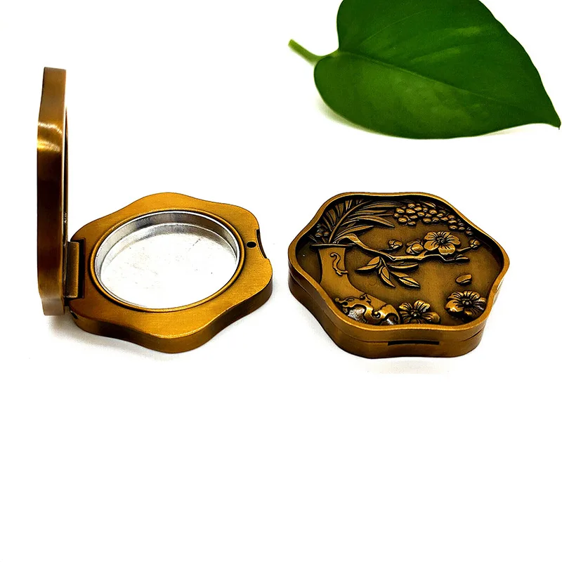 Round vintage gold Fragrance Balm Portable Women Solid Cologne Metal Box Men Solid Perfume metal box