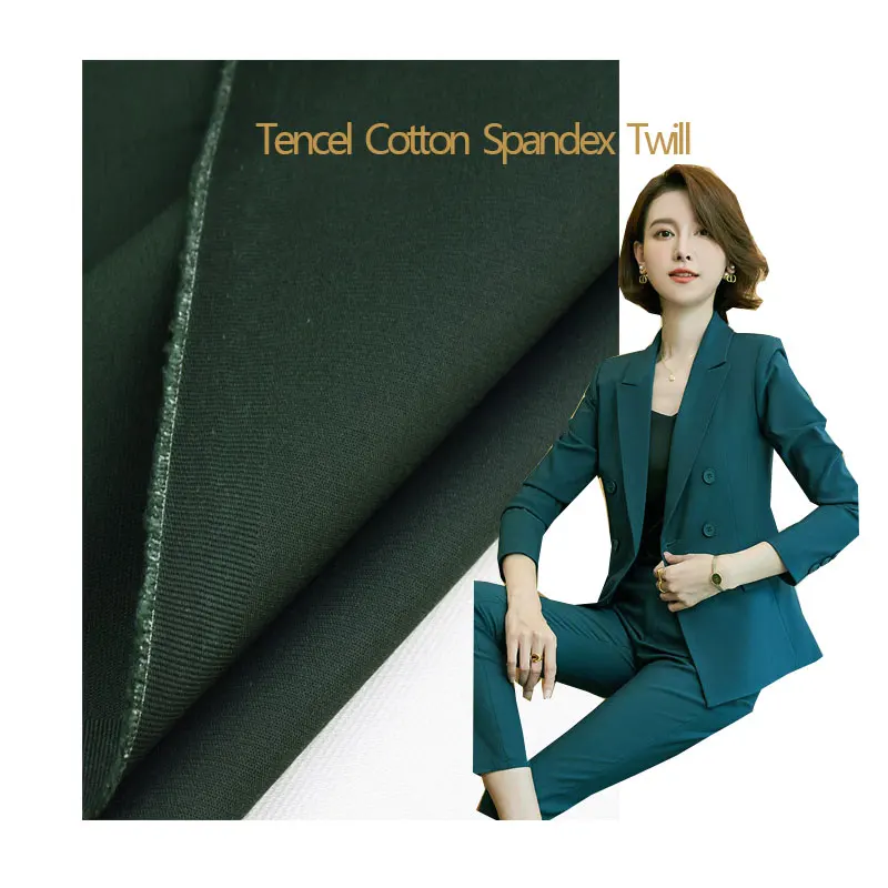 Factory Wholesale Spot Goods Women Suit Pants Comfortable Handfeeling Tel Cotton Twill Spandex Fabric