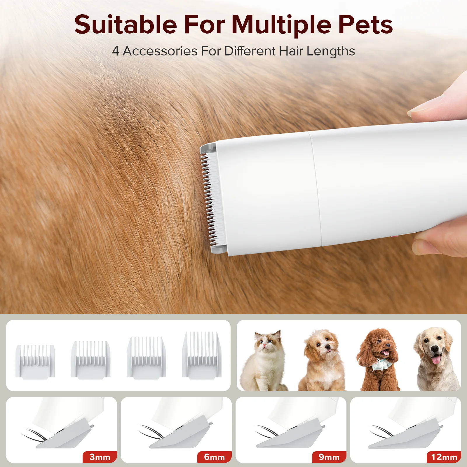 Pet Grooming Kit Low Noise Carpet Cleaner Pet Hair Vacuum Cleaner 8 Pet Grooming Tools PV01