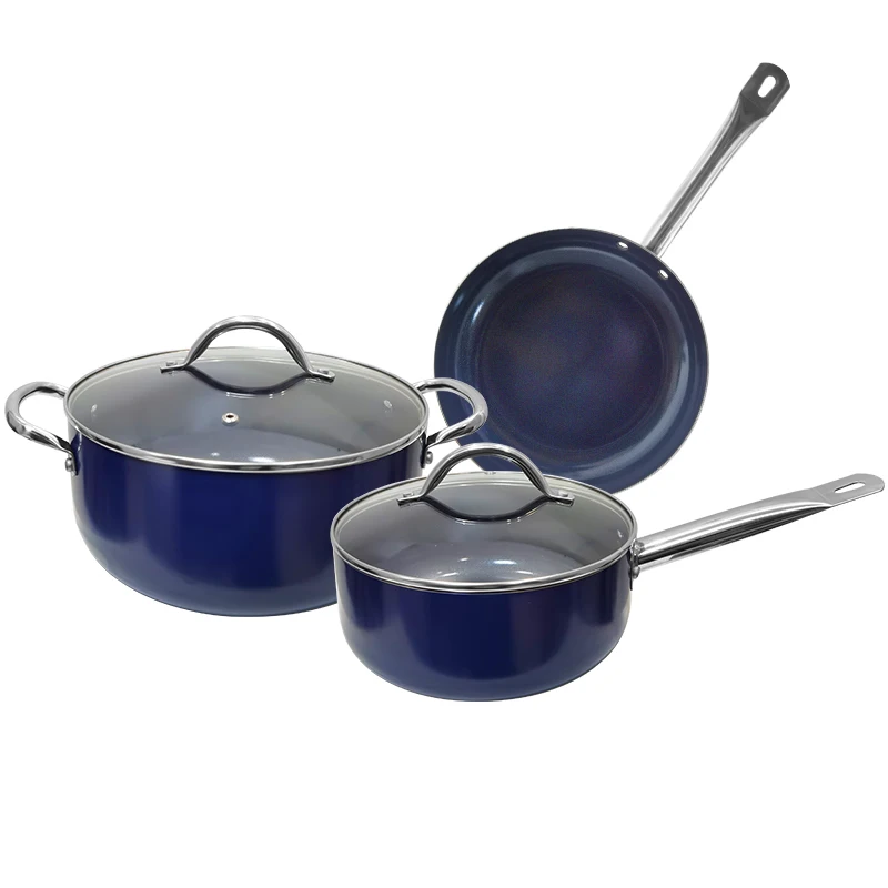 
Blue Ceramic Nonstick Cookware Pots and Pans Set 