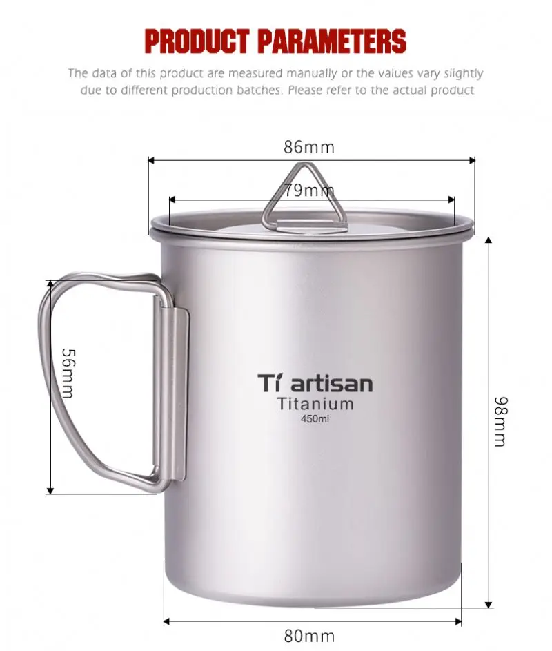 Free Sample CE Travel Mug with Handle Portable Camping titanium Water Cup Tableware Coffee Tea Pot custom mugs